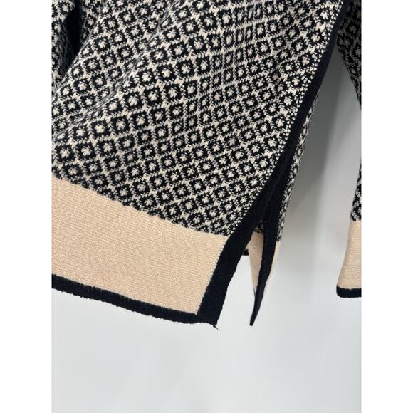 J. Jill Sweater Womens Large Black Beige Pullover Mock Neck Cotton Blend Slit - Picture 8 of 14